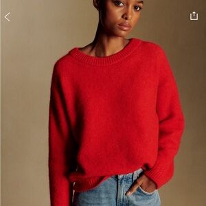 Sezane Amiel Red Crew Neck Sweater